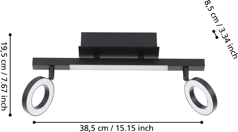 Spot-Moderno-Cardillio-2-In-Alluminio-Nero-2-Luci-Led-3,2W-3000K-Ip20