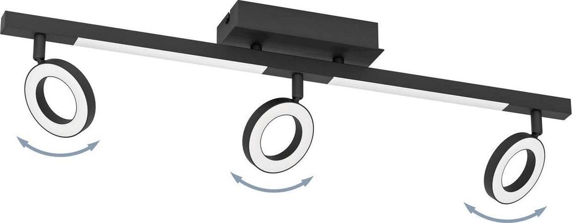 Spot-Moderno-Cardillio-2-In-Alluminio-Nero-3-Luci-Led-3,2W-3000K-Ip20