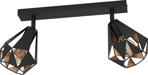 Spot-Moderno-Carlton-7-In-Acciaio-Nero-2-Luci-E27-40W-Ip20