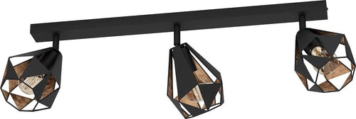 Spot-Moderno-Carlton-7-In-Acciaio-Nero-3-Luci-E27-40W-Ip20