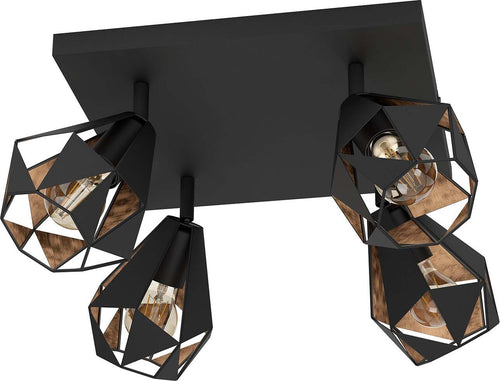 Spot-Moderno-Carlton-7-In-Acciaio-Nero-4-Luci-E27-40W