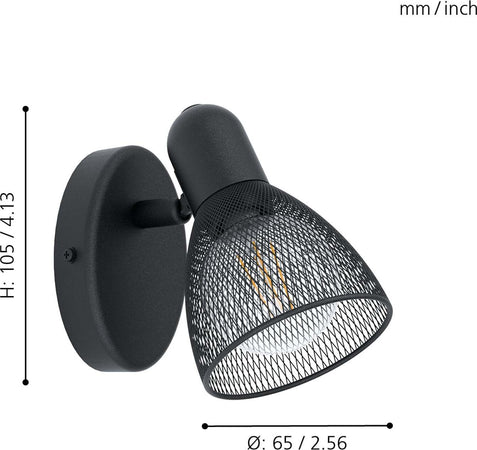 Spot-Moderno-Carovigno-In-Acciaio-Nero-1-Luce-E14-28W-Ip20