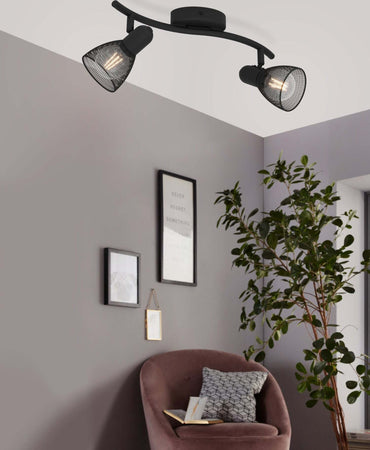 Spot-Moderno-Carovigno-In-Acciaio-Nero-2-Luci-E14-40W-Ip20