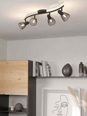 Spot-Moderno-Carovigno-In-Acciaio-Nero-4-Luci-E14-40W-Ip20