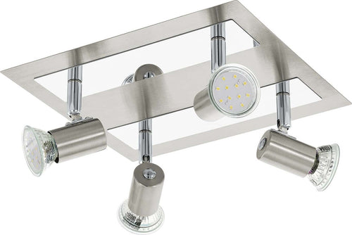 Spot-Moderno-Rottelo-Acciaio-Nichel-Satinato-4-Luci-Gu10-4,6W-Ip20