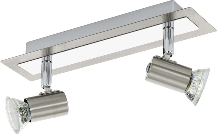 Spot-Moderno-Rottelo-In-Acciaio-Nichel-Satinato-2-Luci-Gu10-4,6W-Ip20
