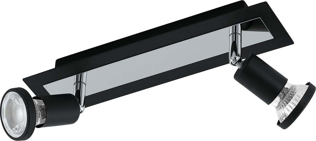 Spot-Moderno-Sarria-In-Acciaio-Nero-2-Luci-Gu10-4,5W-Ip20