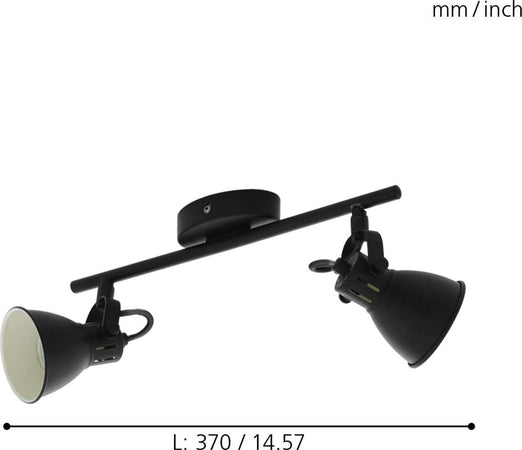 Spot-Moderno-Seras-2-In-Acciaio-Nero-2-Luci-Gu10-3W-Ip20