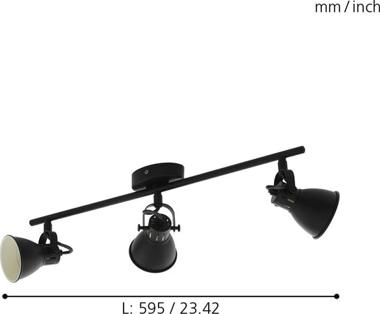 Spot-Moderno-Seras-2-In-Acciaio-Nero-3-Luci-Gu10-3W-Ip20