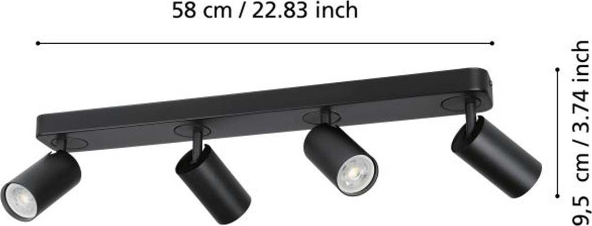 Spot-Moderno-Telimbela-Z-In-Acciaio-Nero-4-Luci-Gu10-4,9W-Ip20