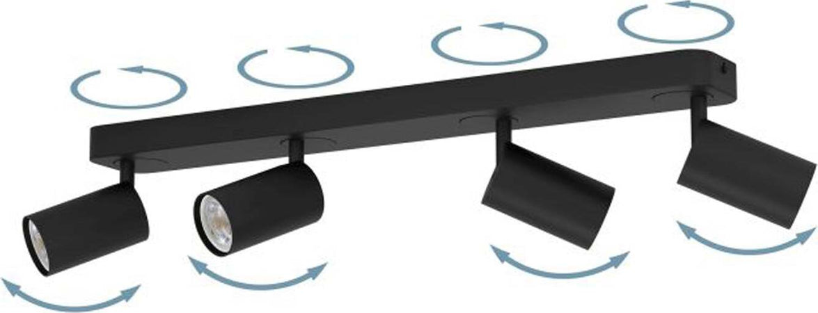 Spot-Moderno-Telimbela-Z-In-Acciaio-Nero-4-Luci-Gu10-4,9W-Ip20