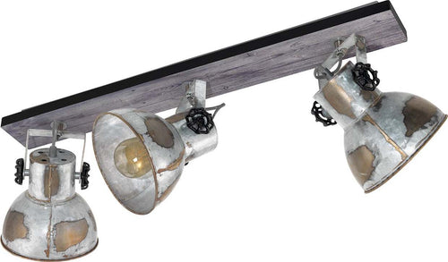 Spot-Rustico-Country-Barnstaple-Legno-Marronemarrone-Patinato-3-Luci-E27-40W