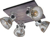 Spot-Rustico-Country-Barnstaple-Legno-Marronemarrone-Patinato-4-Luci-E27-40W