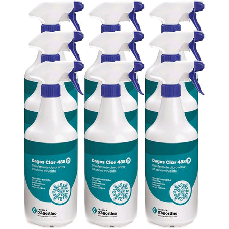 Spray disinfettante a base di cloro attivo "DAGOS CLOR 488" detergente da 750 ml antibatterico pronto all'uso