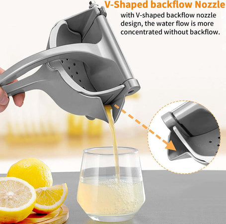 Spremiagrumi-Manuale-A-Leva-In-Alluminio-Con-Contenitore-Raccogli-Succo-Premuta