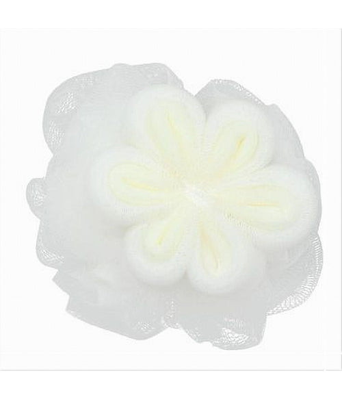 Spugna A Rete Da Bagno Doccia Con Fiore Morbida Esfoliante Scrubber Bianca 79582