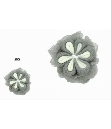 Spugna A Rete Da Bagno Doccia Con Fiore Morbida Esfoliante Scrubber Grigia 79587