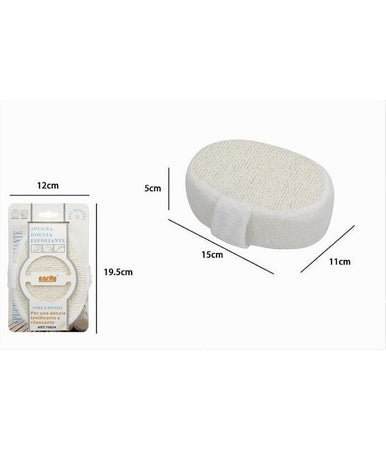 Spugna Doccia Bagno Esfoliante Scrub Pelle Corpo Ovale Con Fascia Bianca 79654