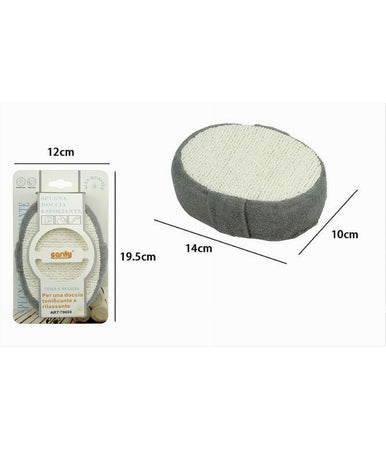 Spugna Doccia Bagno Esfoliante Scrub Pelle Corpo Ovale Con Fascia Grigia 79659