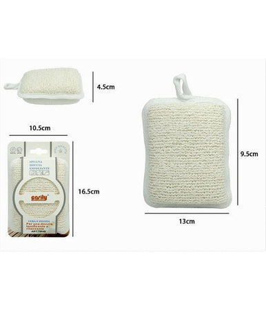 Spugna Doccia Esfoliante Bagno Per Cura Corpo Bombata 13x9.5x4.5 Cm Bianca 79648