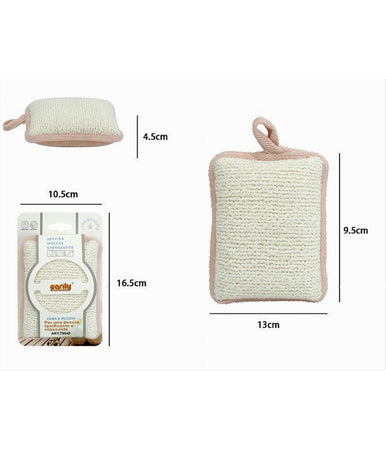 Spugna Doccia Esfoliante Bagno Per Cura Corpo Bombata 13x9.5x4.5 Cm Rosa 79649