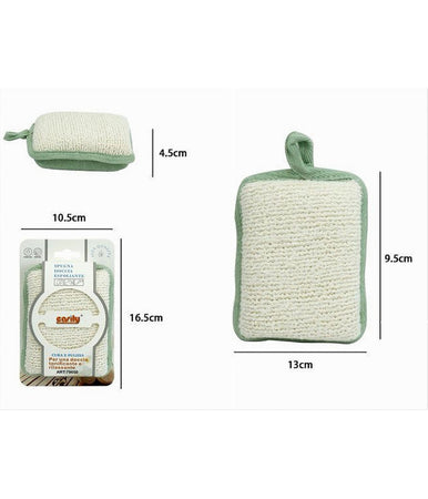 Spugna Doccia Esfoliante Bagno Per Cura Corpo Bombata 13x9.5x4.5 Cm Verde 79650