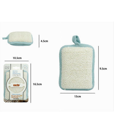 Spugna Doccia Esfoliante Bagno Per Cura Corpo Bombata 13x9.5x4.5cm Azzurro 79652
