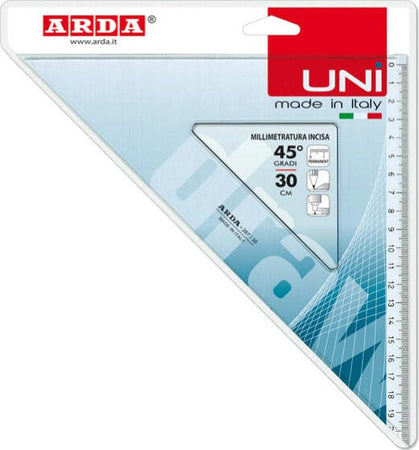 Squadra Uni - 45gradi - 30cm - Arda Cancelleria e prodotti per ufficio/Scuola e materiale didattico/Materiale scolastico/Righelli e squadre Eurocartuccia - Pavullo, Commerciovirtuoso.it