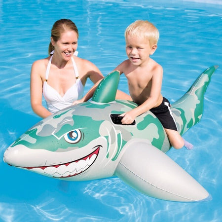 Squalo-Cavalcabile-Gioco-Gonfiabile-Per-Bambini-183x102cm-Mare-Piscina