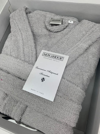 Accappatoio Mon Amour tinta unita grigio 400 gr. TG.XL