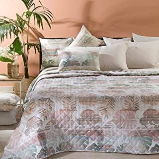 Caleffi 1002751 Cotone Tropical Copriletto Primaverile per Matrimoniale Letto, Naturale (18872)