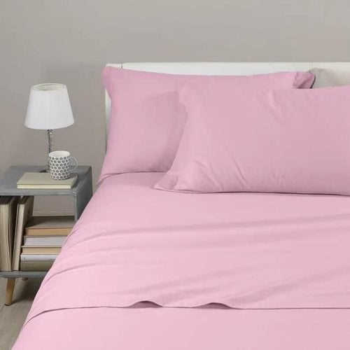 Completo lenzuola singolo di flanella tinta unita Caleffi colore rosa