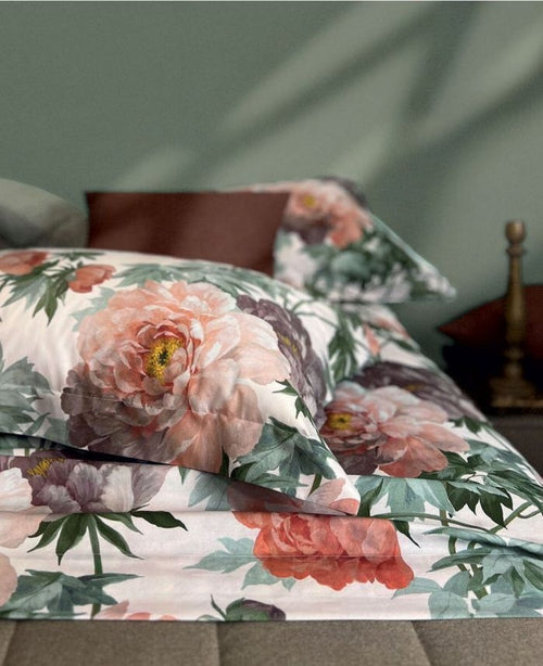 Completo lenzuola matrimoniale Svad Dondi 100% raso di cotone lenzuola sopra stampato all over art.Dorotea colore cipria