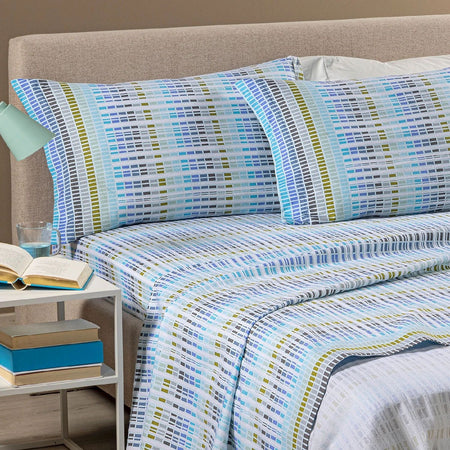 Completo lenzuola in flanella matrimoniale Caleffi art.Norvegia colore Azzurro