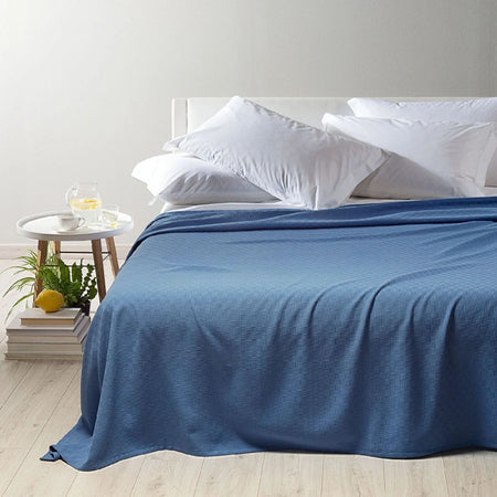 Copriletto piquet matrimoniale Caleffi art.Rodeo colore bluette