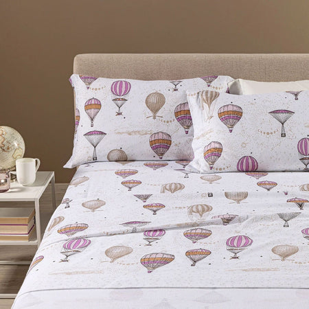 Completo lenzuola in flanella matrimoniale Caleffi art.Volo colore ciclamino