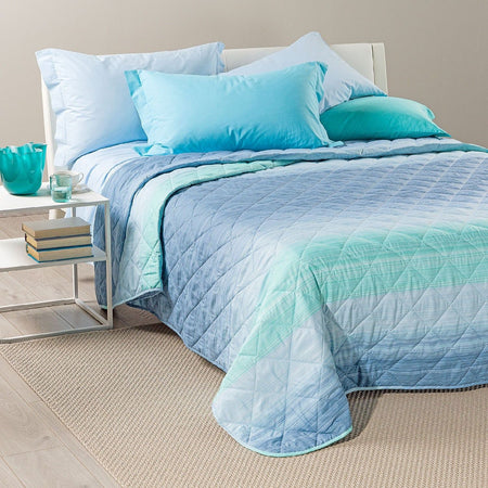 Copriletto trapuntato matrimoniale Caleffi art.Rainbow colore blu