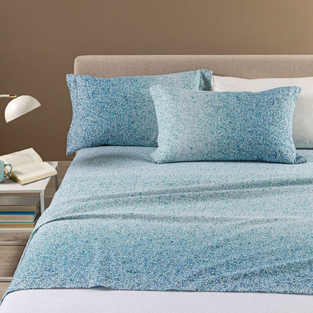 Completo lenzuola in flanella matrimoniale Caleffi art.Bristol colore blu