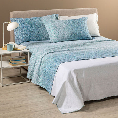 Completo lenzuola in flanella matrimoniale Caleffi art.Bristol colore blu