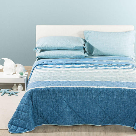 Copriletto trapuntato matrimoniale Caleffi art.River colore blu