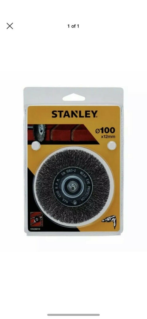 STANLEY SPAZZOLA CIRCOLARE IN ACCIAIO CON GAMBO DIAM. 100 MM SPESSORE FILI 12 MM STA36010