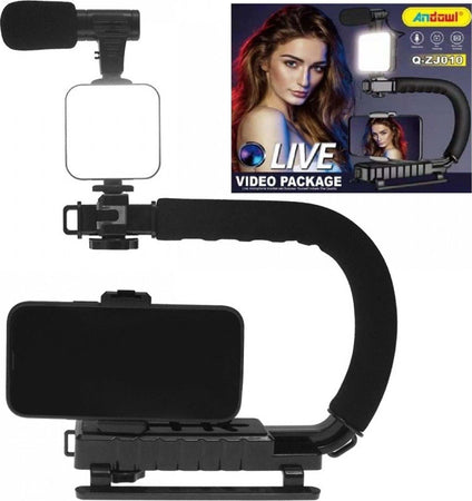 Stabilizzatore Base Impugnatura U/c Q-zj010 Fotocamera Smartphone Microfono Luce Led Elettronica/Cellulari e accessori/Accessori/Accessori per foto e video/Gimbal e stabilizzatori portatili Trade Shop italia - Napoli, Commerciovirtuoso.it
