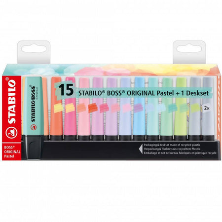 Stabilo Evidenziatore Boss Pastel Desk Set 15 Pz. Stabilo Evidenziatori Colorati Scuola Ufficio Evidenziatori Pastello