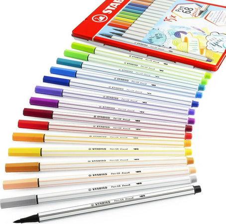 Stabilo Pennarelli Pen 68 Brush Punta A Pennello M 1 Mm - Assortiti Scatola In Metallo Da 15 Pz Cancelleria e prodotti per ufficio/Penne matite scrittura e correzione/Marcatori ed evidenziatori/Pennarelli per disegno Cartoleria Deja Vu - Crotone, Commerciovirtuoso.it