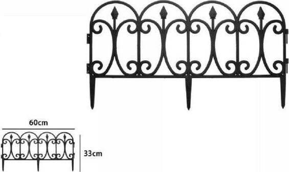 Staccionata-In-Plastica-Nero-Per-Giardino-Steccato-Patio-60-X-33-Cm-63309