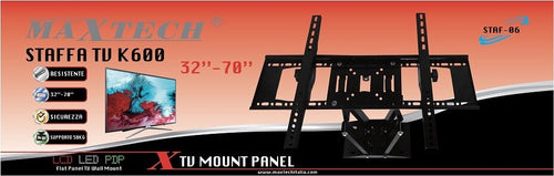 Staffa Asta Supporto Televisione Tv 32? - 70? Fino 50kg Maxtech Staf-06 Tv K600 Elettronica e telefonia > Accessori Audio e Video > Supporti TV Trade Shop italia - Napoli, Commerciovirtuoso.it