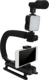 Staffa stabbilizzatrice stabilizzatore per fotocamera con impugnatura per azione video con microfono e luce led Elettronica/Foto e videocamere/Accessori/Accessori fotocamera digitale/Impugnature TradeKard - Acerra, Commerciovirtuoso.it