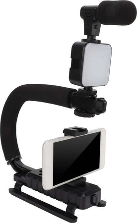 Staffa stabbilizzatrice stabilizzatore per fotocamera con impugnatura per azione video con microfono e luce led Elettronica/Foto e videocamere/Accessori/Accessori fotocamera digitale/Impugnature TradeKard - Acerra, Commerciovirtuoso.it