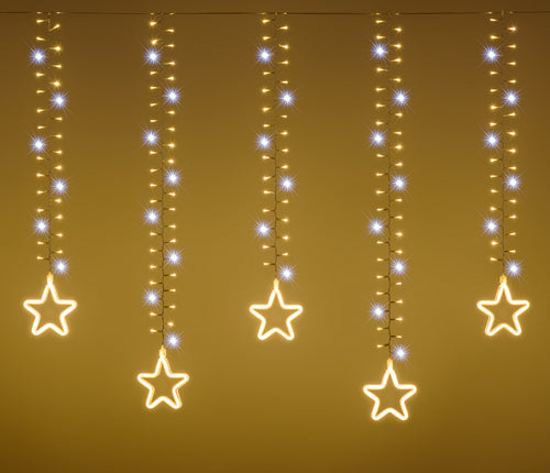Stalattite decorata con stelle luminose con led SMD Neon bianco caldo per interno ed esterno Casa e cucina/Decorazioni per interni/Addobbi e decorazioni per ricorrenze/Decorazioni natalizie/Luci natalizie/Catene luminose per interni MagiediNatale.it - Altamura, Commerciovirtuoso.it