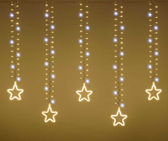 Stalattite decorata con stelle luminose con led SMD Neon bianco caldo per interno ed esterno Casa e cucina/Decorazioni per interni/Addobbi e decorazioni per ricorrenze/Decorazioni natalizie/Luci natalizie/Catene luminose per interni MagiediNatale.it - Altamura, Commerciovirtuoso.it